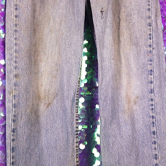 LEVIS 550 31x32 *FLAWED* Acid Wash Light Blue Denim Jeans Classic Distressed Y2K - Picture 5 of 14